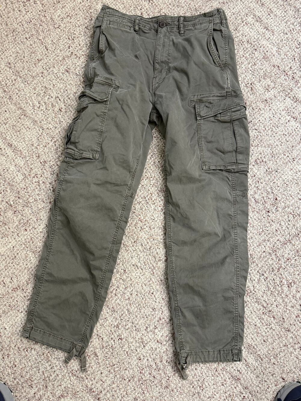 American Eagle Mens 29x32 Olive Cargo Pants Flex Slim Utility Military Style